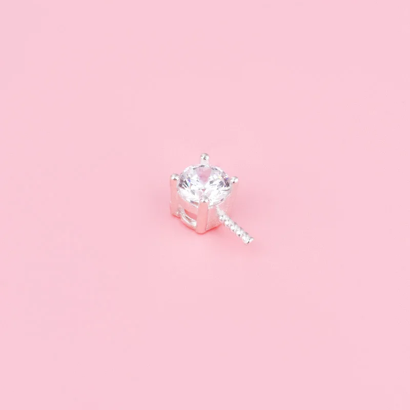 لؤلؤ صناعة يدوية نصف تشطيب حامل دلاية ماسية واحدة ، قلادة فضة إسترليني S925 ، إكسسوارات سهلة الاستخدام #4