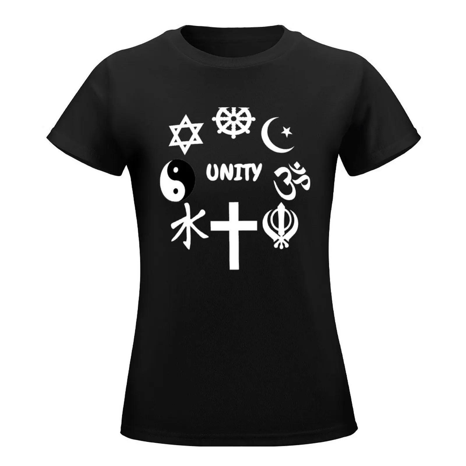 Unity Of Religion Clipart Symbols In Black T-Shirt Blouse Short sleeve tee anime clothes vintage clothes T-shirt Women