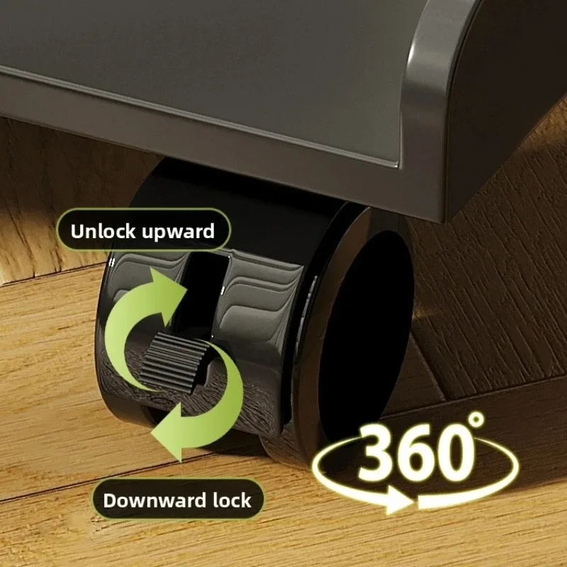 حامل وحدة المعالجة المركزية المحمول القابل للتعديل لسطح المكتب تحت المكتب وحامل وحدة المعالجة المركزية للتهوية مع حامل برج الكمبيوتر مع حامل صينية الكمبيوتر بعجلات مكون من 4 عجلات #5