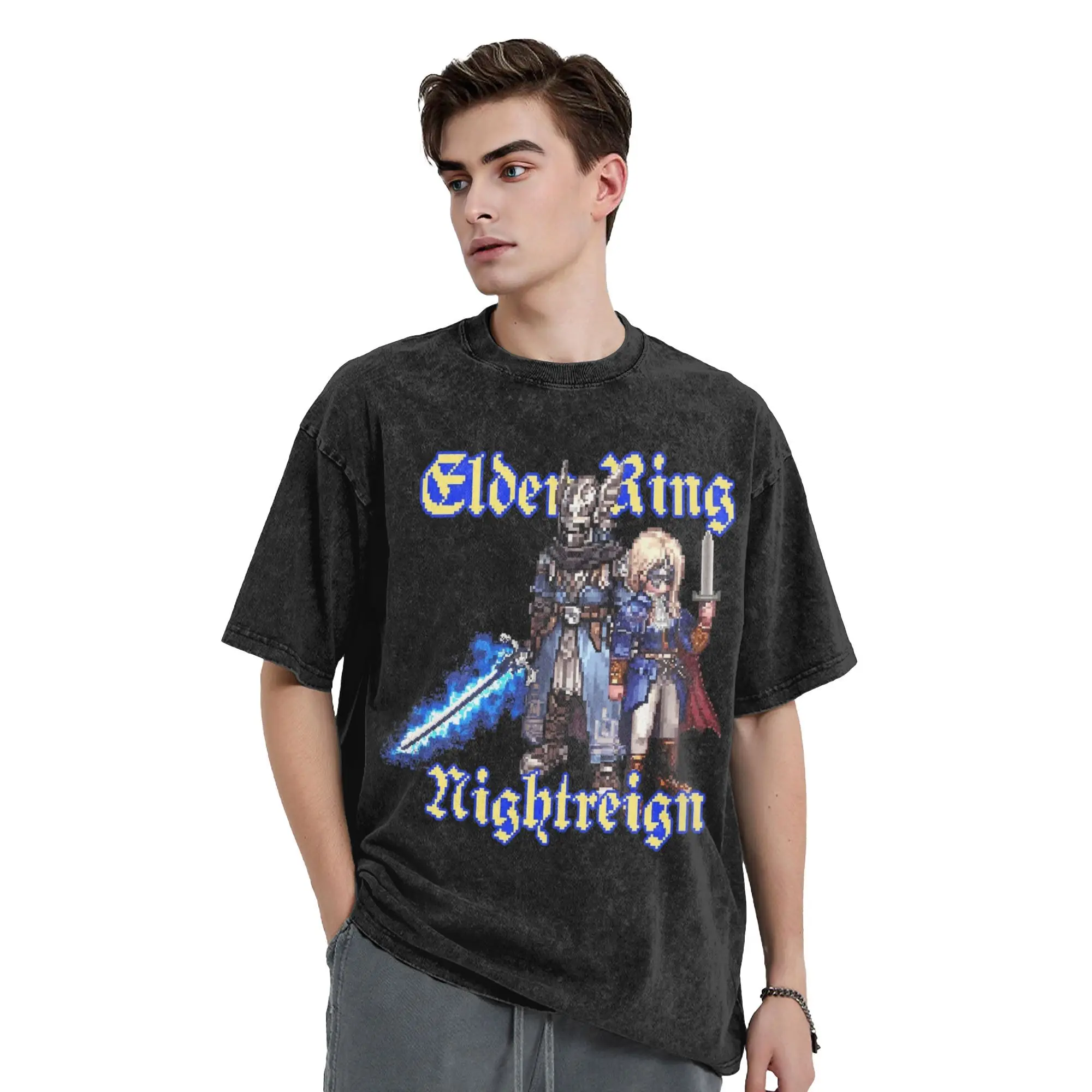Eldeneds Ringeds Nightreign Revenant تي شيرت الهيب هوب غسلها القطن تي شيرت على طراز هاراجوكو عادية الرجال النساء الشارع الشهير الجرافيك القمم
