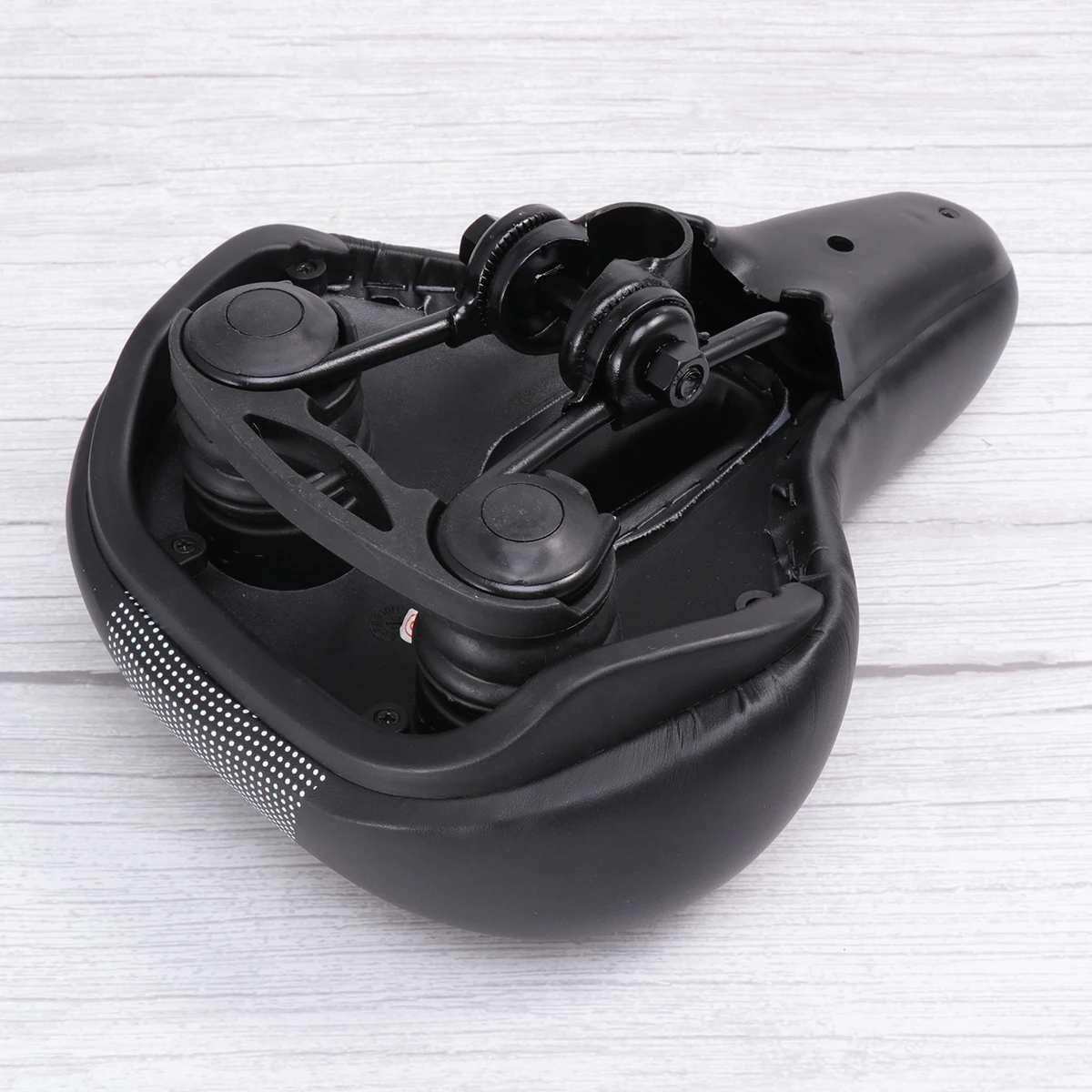 

Comfortable Spring Design Bike Seat Thick Padding Dual Suspension Absorbing Bumps Easy Install Most Bikes Black