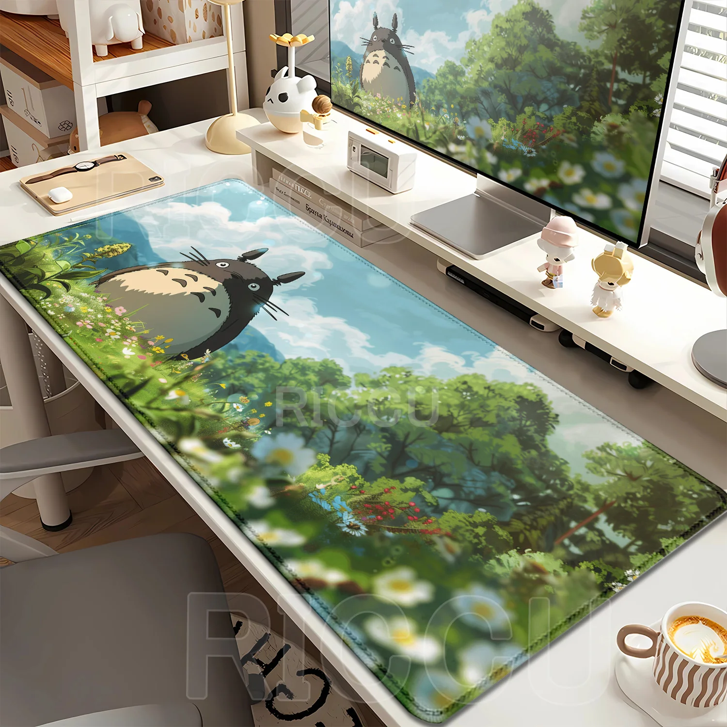 Anime T-Totoros Mauspad, 40 x 90 cm, rutschfest, groß, Gaming-Büros, PC-Gamer-Tastatur, Schreibtischunterlage, Gummi, Computer-Overlock, XXL-Mauspad