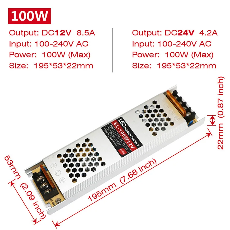 Ultra Thin Driver For LED Strips DC 12V / 24V LED Constant Voltage Power Supply 60W 100W 150W 200W 300W 400W Lighting Transforme