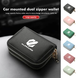 Car Double Zipper Wallet Fashion Short Credit Card Key Holder For Toyota Alphard Vellfire 10 20 30 Series 2020 2021 2022 2023