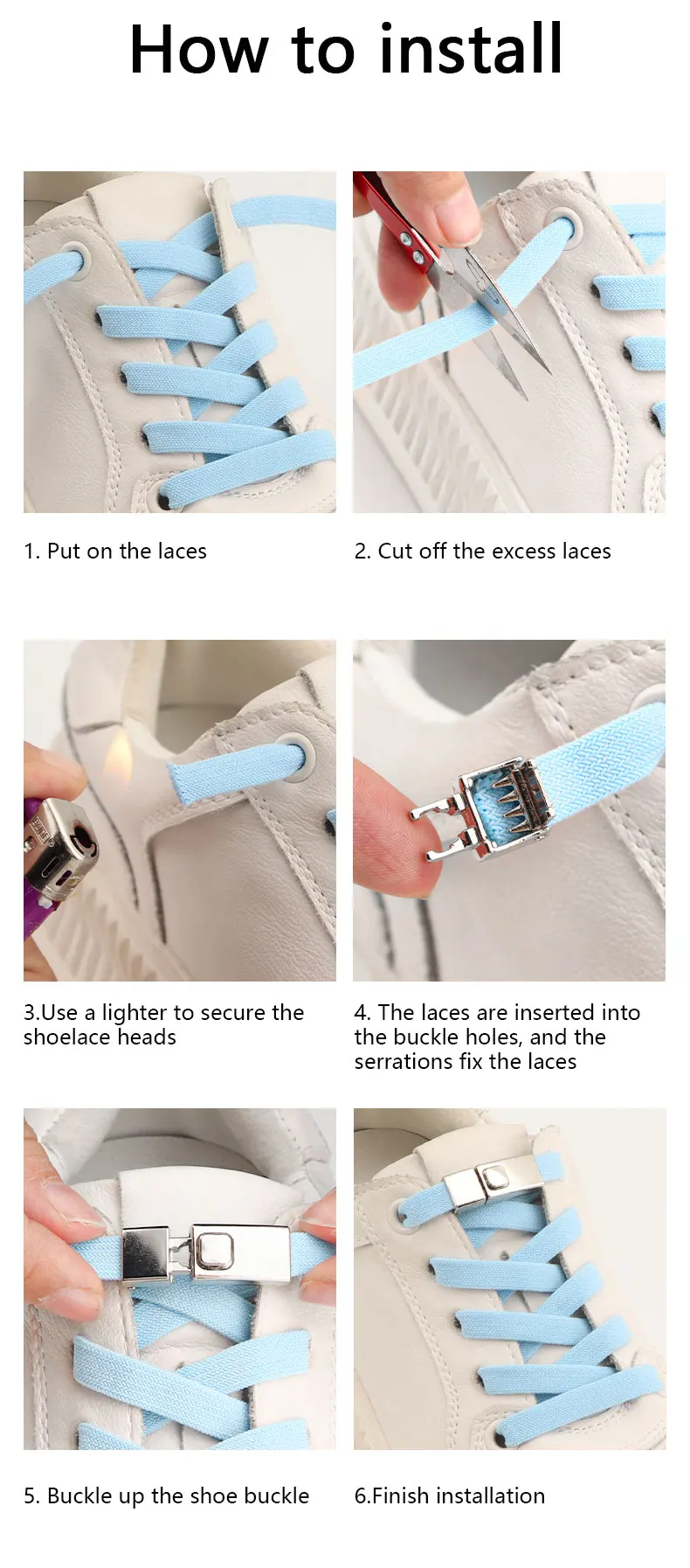 Neue Schnürsenkel ohne Binden, Schnürsenkel mit Druckverschluss, elastische Schnürsenkel, Sneaker-Schnürsenkel für Kinder und Erwachsene, breite flache Schnürsenkel für Schuhe – Detail 7