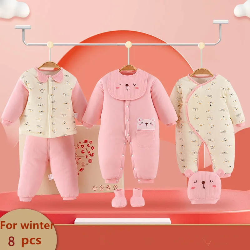 8-9-pieces-lot-newborn-baby-clothing-set-girls-boys-100-cotton-infant-winter-thicken-clothes-outfits-baby-rompers-clothes-suit