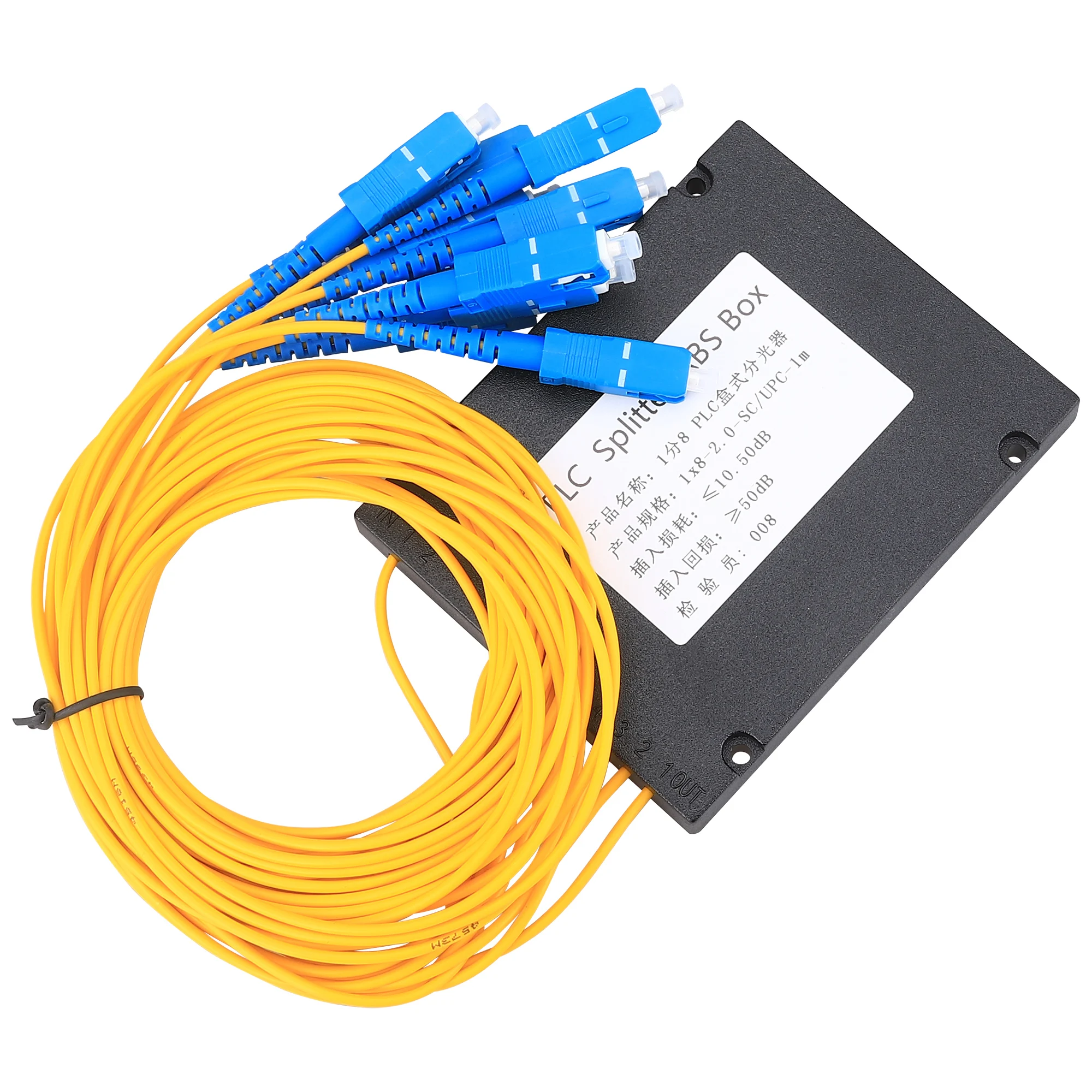 SC/UPC 1x8 PLC Fiber Optic Pigtail ABS Box Splitter