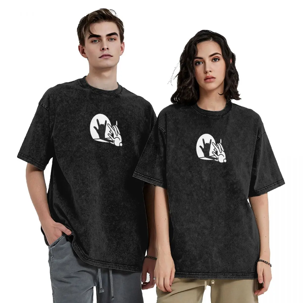 

Funny rabbit shadow hand I Love you ILY sign language T-Shirt boys whites essential t shirt summer top mens t shirts top quality