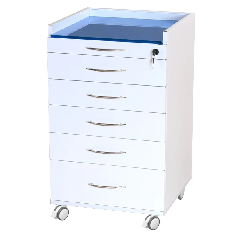 

Mobile Portable den tal Furniture Automatically Return Drawer Clinic White Cabinet