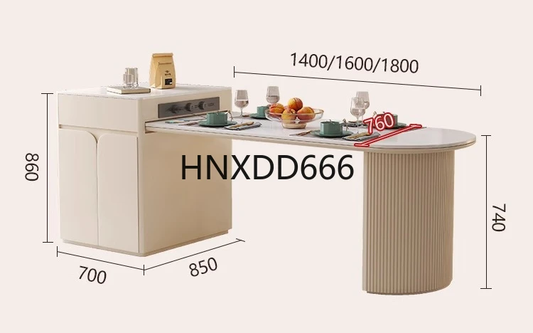 Small apartment cream wind rock slab retractable French advanced mid-island platform