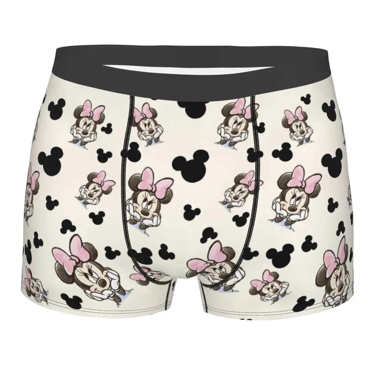 Calzoncillos tipo bóxer divertidos personalizados de Minnie Mouse para hombres, ropa interior impresa en 3D, calzoncillos suaves