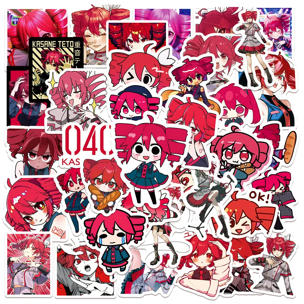50PCS Kasane Teto Graffiti Stickers Anime Figures Manga Decal DIY Luggage Phone Guitar Scraphbook Waterproof Sticker Kid Toy