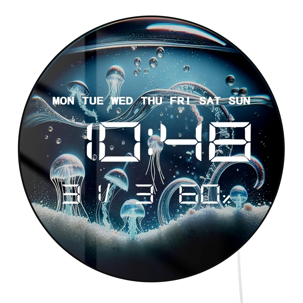 Microworld in Water DropModern Design Electronic Wall Clock with Timer Date Temperature Humidity Date LED Display Digital Clock