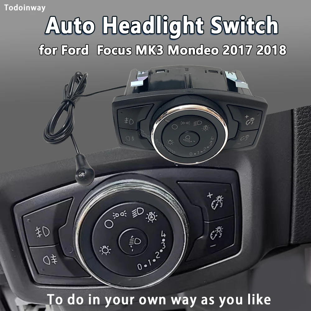 LED Headlight Switch Fog Lamp Dash Button Light Beam Control Sensor Module For Ford Focus 3 Mondeo MK4 Ecosport 2018 Interior