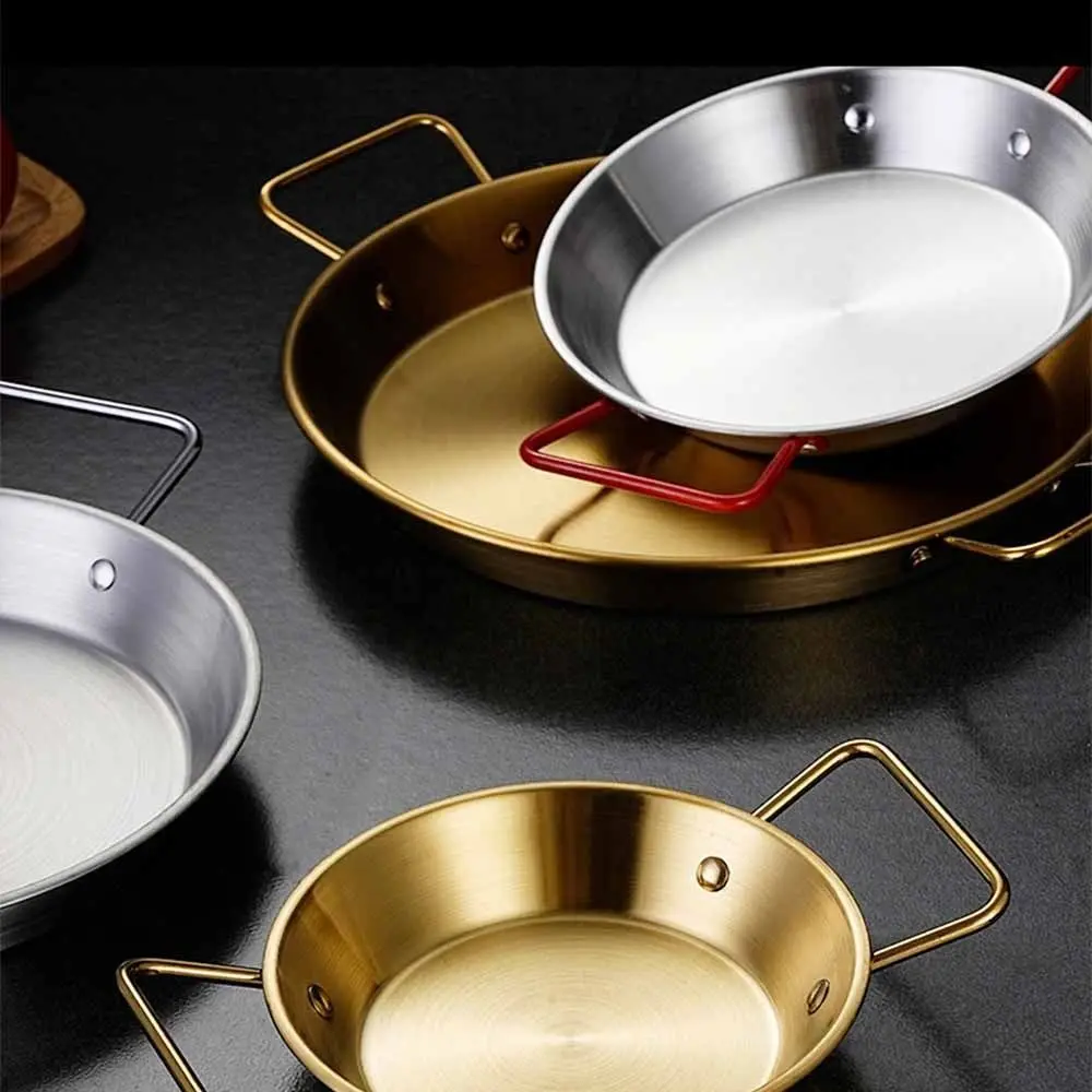 18/20/22/24cm Seafood Plate Nonstick Surface Dual Loop Handle Stainless Steel Pan Uniform Heat Transfer Corrosion Resistant