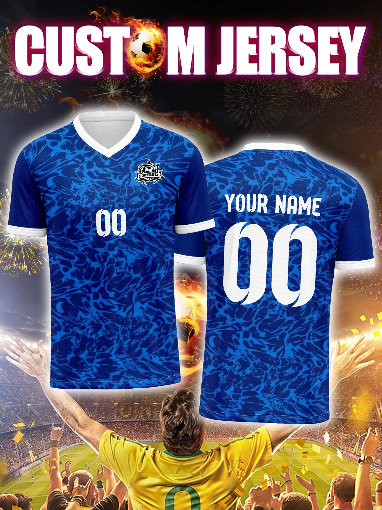 

Спортивная футболка с V-образным вырезом для взрослых и детей, с индивидуальным именем и номером, быстросохнущая, модная, с сублимационной печатью, 2026