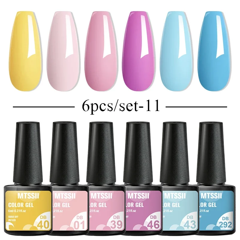 MTSSII 6 Pz/set Serie Macaron Smalto Gel Colori Caramelle Gel UV LED Nail Art Kit Vernice Semi Permanente Primavera Estate