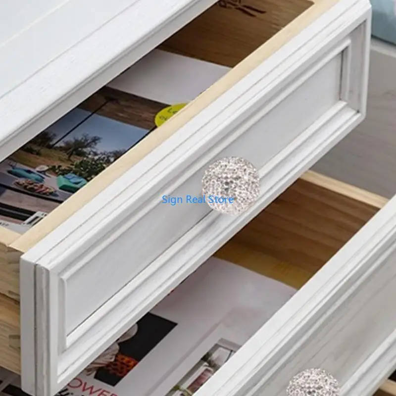 

4Pcs Fashion Wardrobe Knob Rhinestones Cabinet Drawer Handle Cupboard Pulls Simple Furniture Decoration Easily Install 41XB