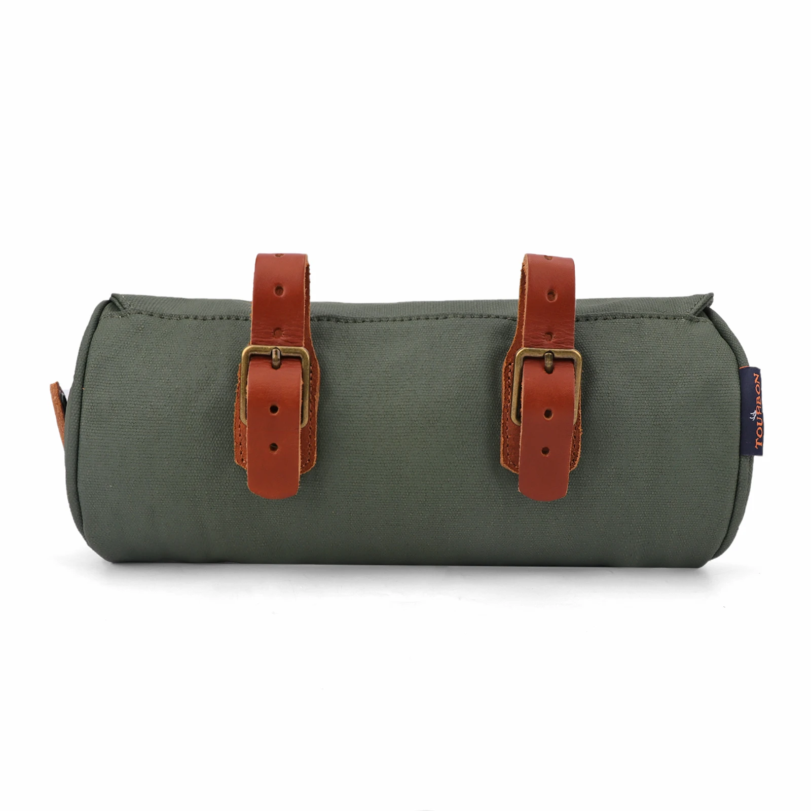 Tourbon Retro Canvas Handlebar Bag Top Tube Bag Waxed Waterproof Bicycle Basket Storage Green Bike Accessories