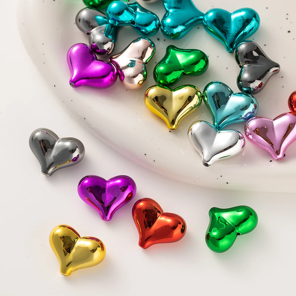 

10pcs Colorful Acrylic Heart Loose Spacer Beads For DIY Bracelets Necklaces Phone Chain Decor Crafts Jewelry Making Accessories