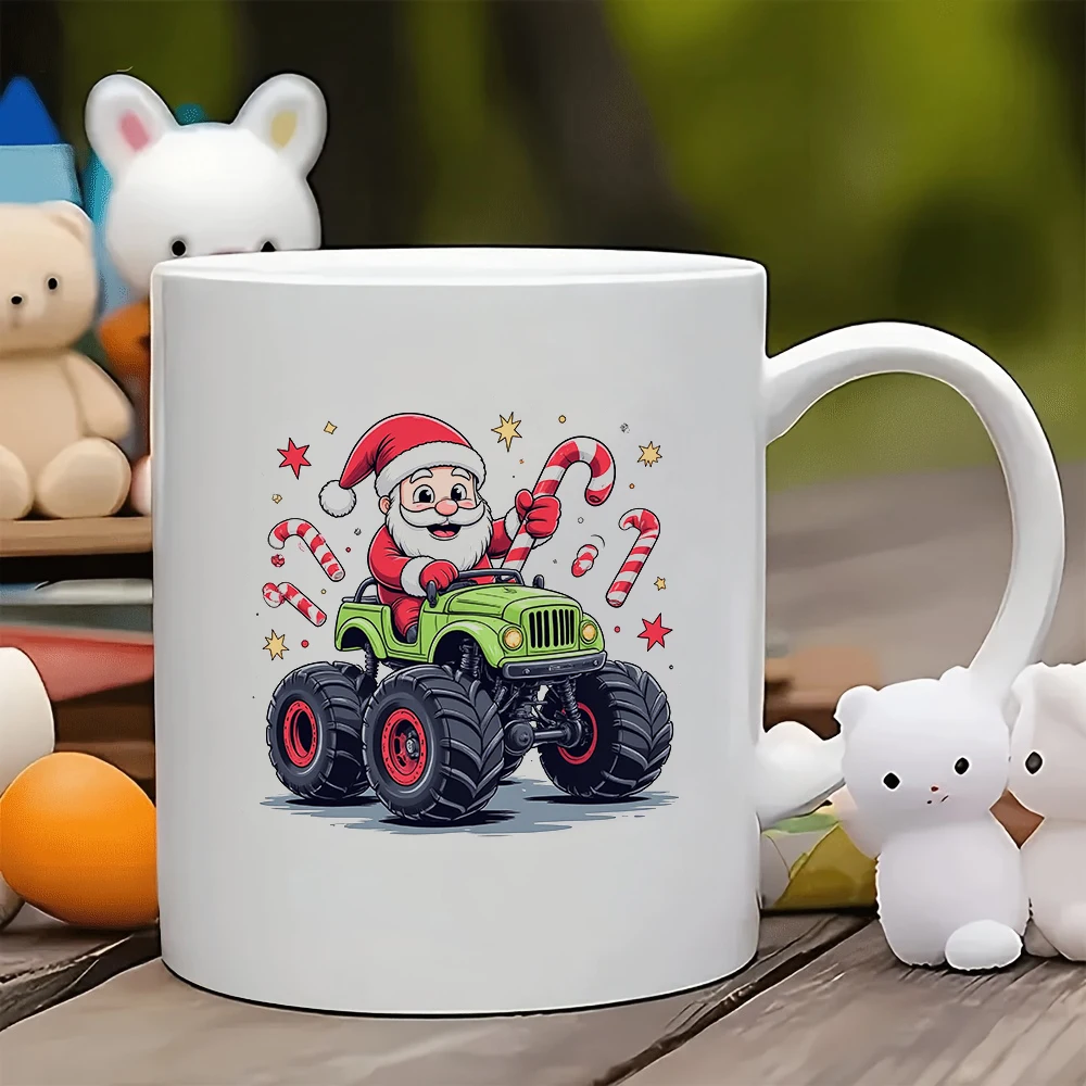 

11oz Santa Claus Cartoon Off-Road Car Mug + Creative Kids Cup + Family Office Coffee Cup - Essential Christmas Gift
