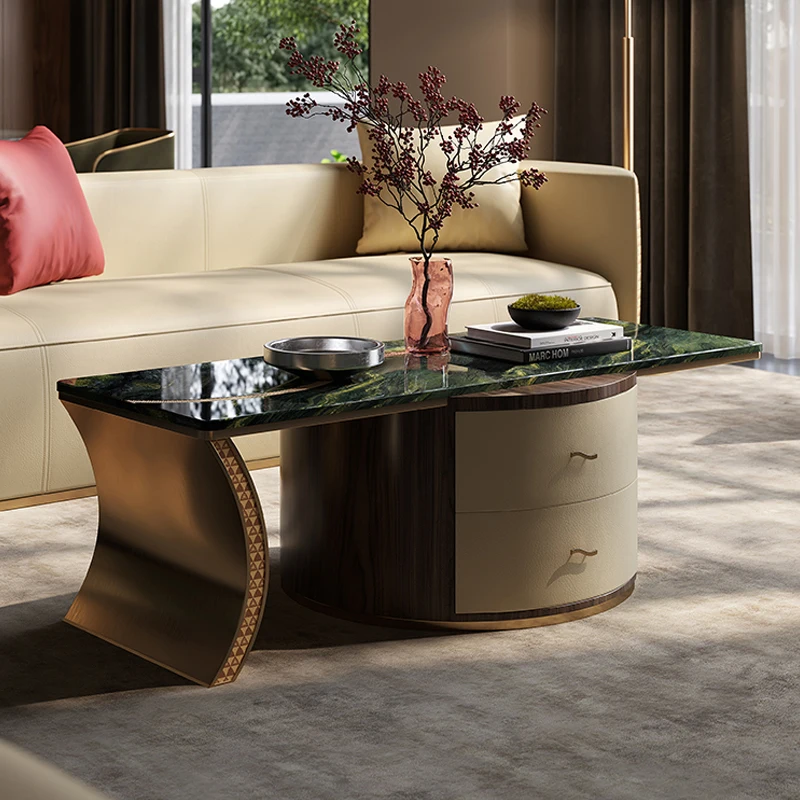 &c Minimalist Pandora Slate Round Combination Light Luxury Modern Home Small Apartment Advanced Coffee Table