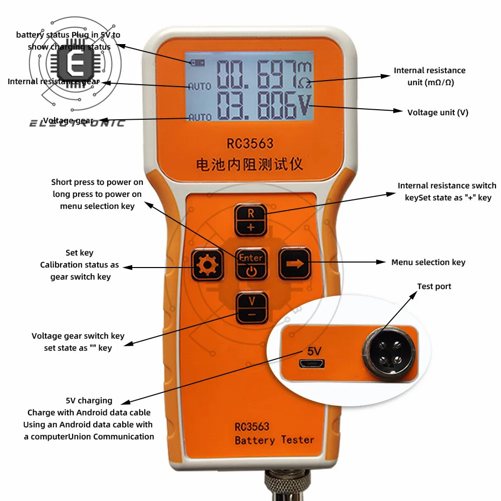 High-End Sonde RC3563 Hoge Precisie Interne Weerstand Detector True Ac Lithium Lood-zuur Lithium Auto Batterij Tester