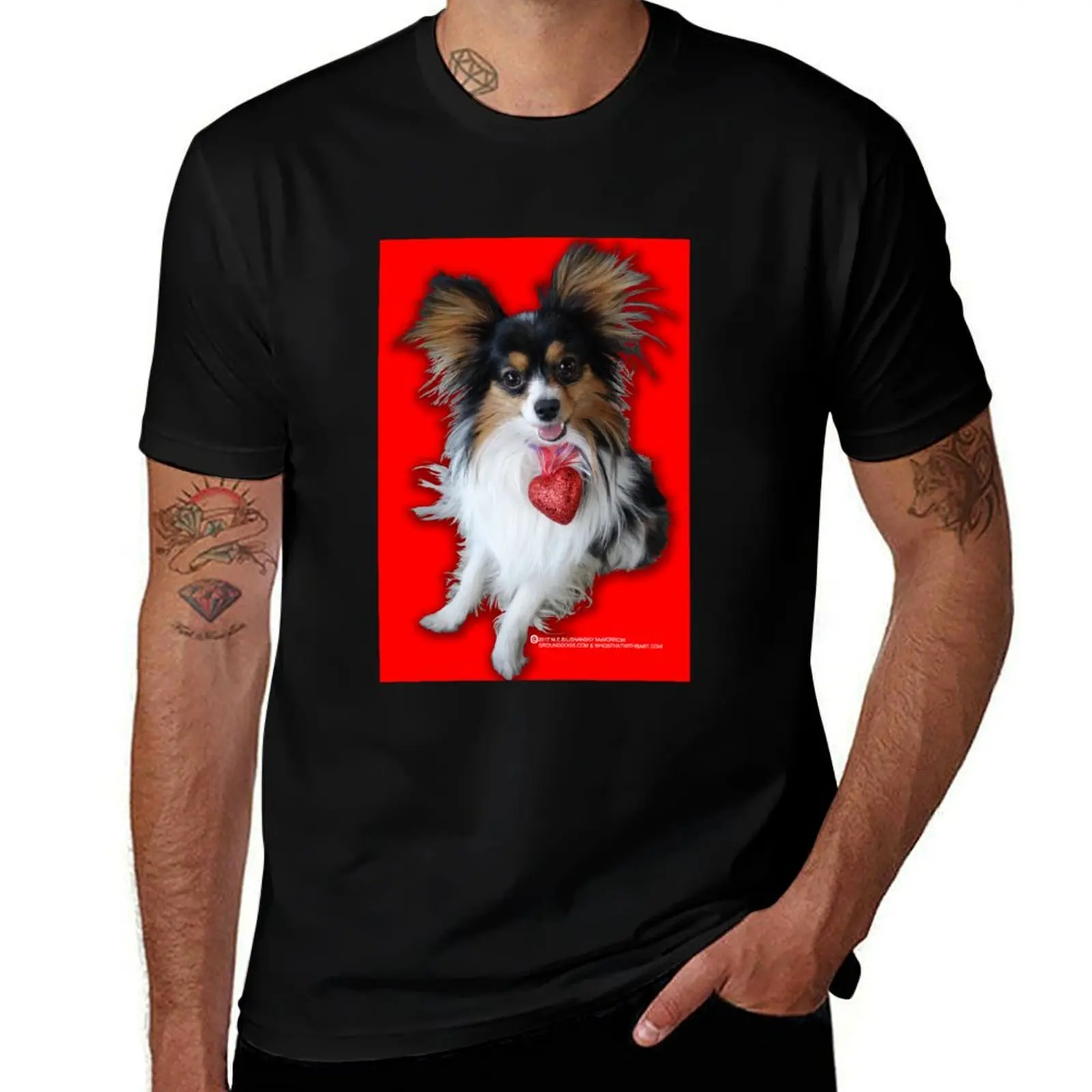 Bart the Papillon T-Shirt Soft Basic Cotton Short Sleeve Tee T-Shirt