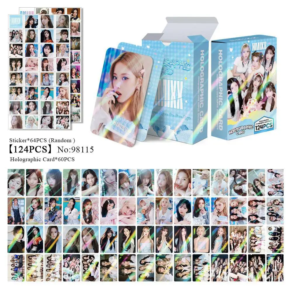 124PCS Korean Girls Group NMIXX Photo Cards Set - Idol LILY HAEWON Collectible LOMO Card With Stickers