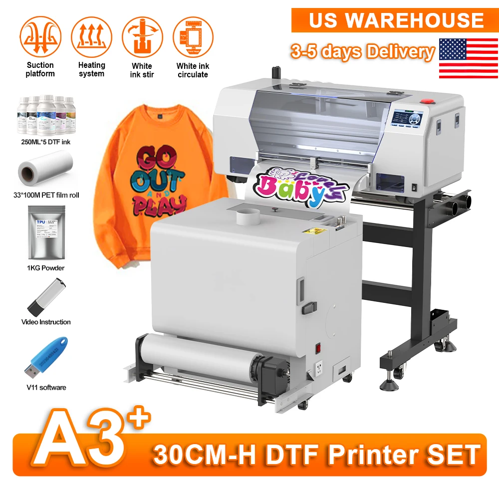 A3 DTF Printer XP600 DTF Printer Impresora Transfer Printer with Oven for T-shirt Jeans Hat Hoodie Printing Machine  DTF Printer