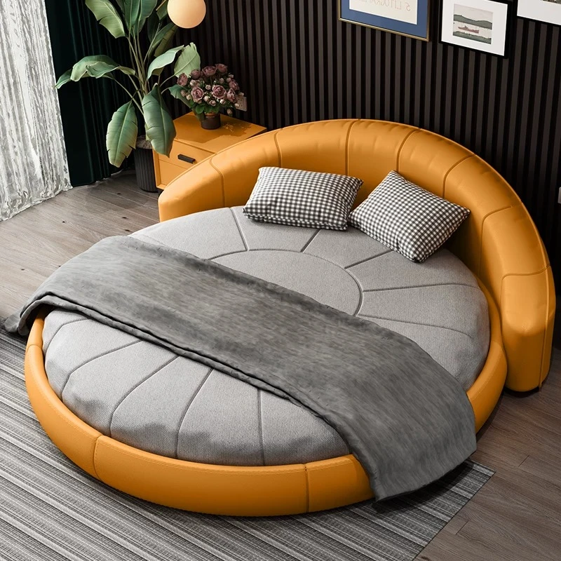 Bedroom 180x200 Cm Bed Double Round Nordic Pallet Bed Simple Modern Muebles Para Dormitorio Italian Furniture Luxury