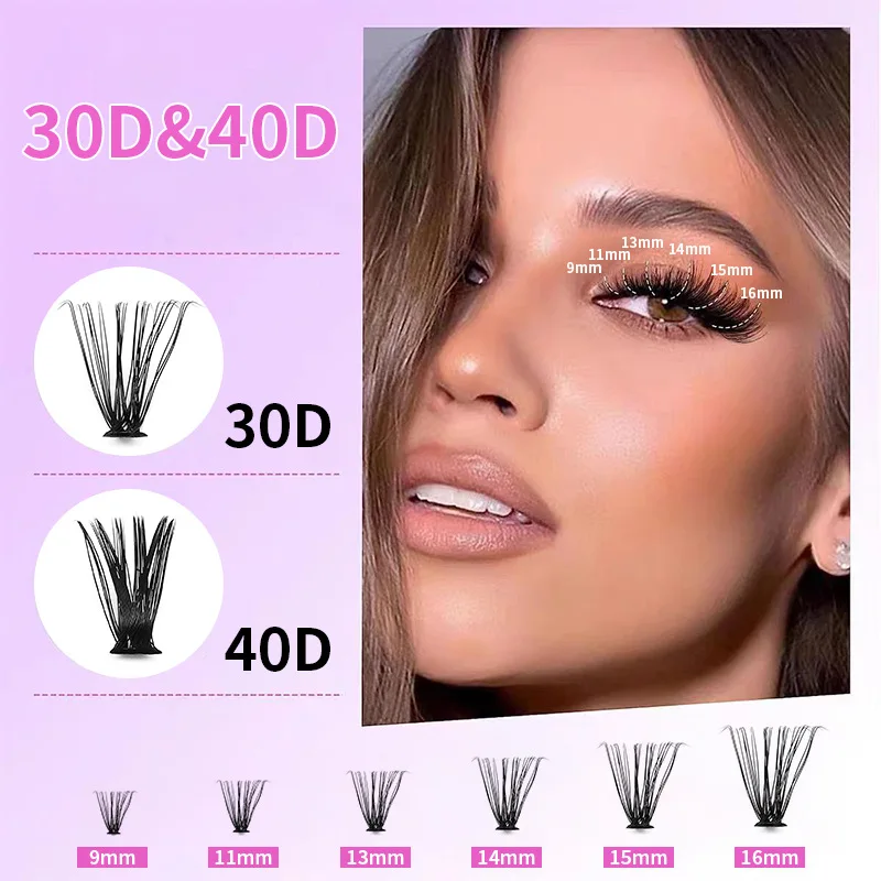 30P 40P DIY Lashes extension kit Bond And Seal Waterproof Strong glue set 9-16mm mixed natural False Eyelashes cluster lash