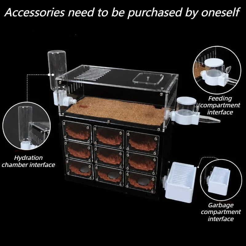 Thermostatic Ant Castle with Light Temperature Control Modular Anthill Moisturizing Multifunctional Ants Farm Ant Habitat House