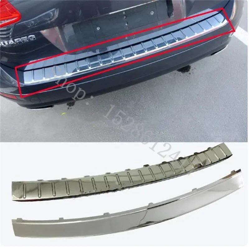 rear Sill Car bumper Protector For Volkswagen VW Touareg 2004-2018 ABS Chrome Rear Bumper Protector Sill Trunk Tread Plate