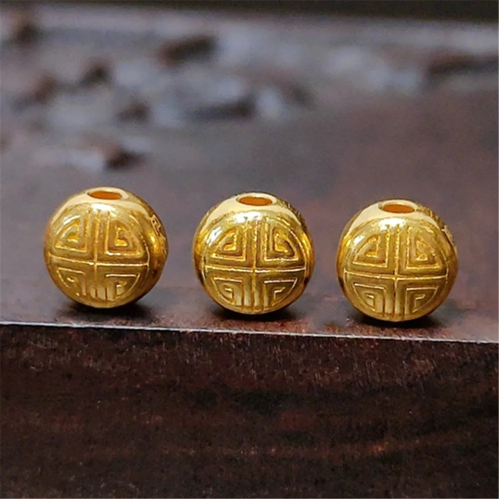 

1pcs Pure Solid 999 24K Yellow Gold Women Bless Fu Bead Pendant 0.4-0.6g