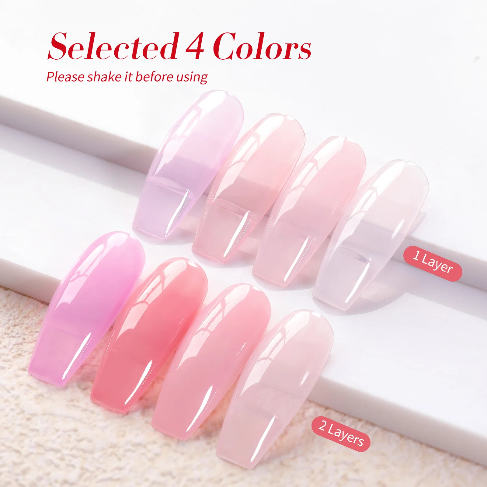 BORN PRETTY Muted Bloom Milky Jelly Gel Nail Polish Set Sheer Nude Pink Gel Polish Crystal Transparent Nail Art Gel Polish Set