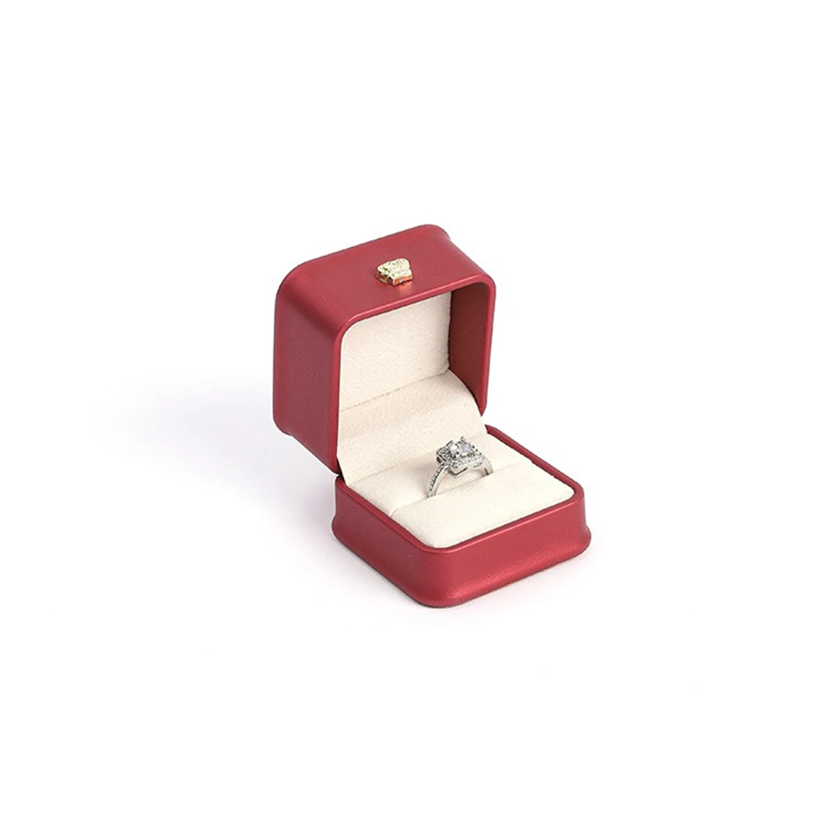 PU Leather Ring Box with Velvet Lining