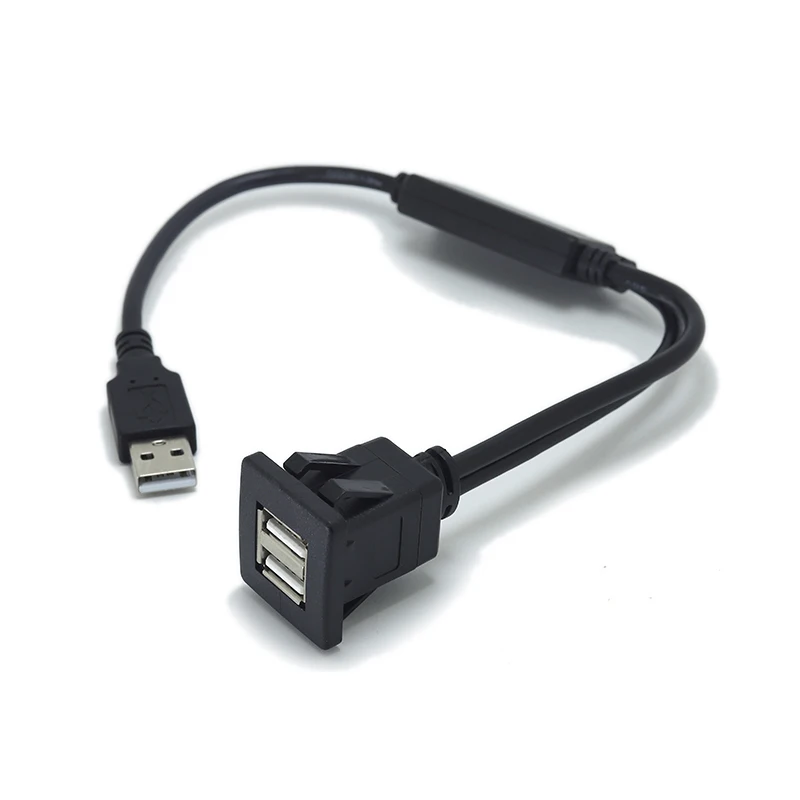 1 PC Car Van Instrument USB Double U Disk Waterproof Cable Data Extension Cable