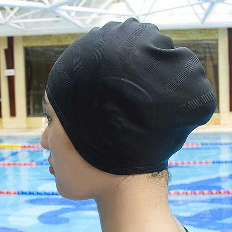 Adults High Elastic Swimming Caps Men Women Waterproof Swimming Pool Cap Protect Ears Long Hair Large Silicone Diving Hat