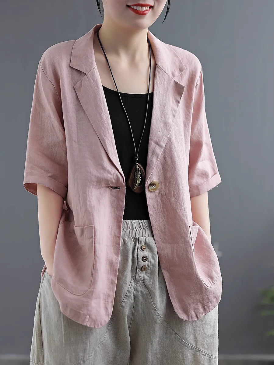 

Летний тонкий свободный кардиган из хлопка и льна для женщин, тонкий, облегающий, с открытыми рукавами, на пуговицах