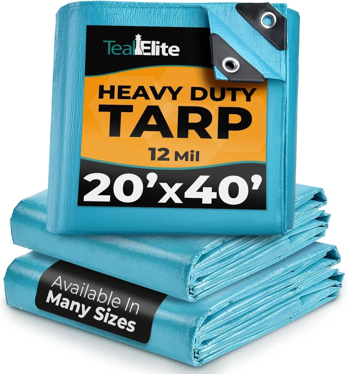 Tarps Heavy Duty Waterproof 20x40 ft, 12 mil Thick Tarp Cover with Grommets | UV-resistant, Rip & Tear Proof Blue Large Poly