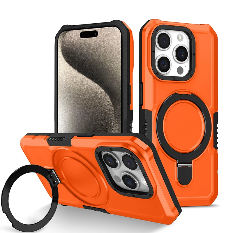 Case for iPhone 11 Pro Max Armor Phone Cover with Rotated Ring Stand for iPhone XR XS Max SE2020 7 8 14 15 Plus