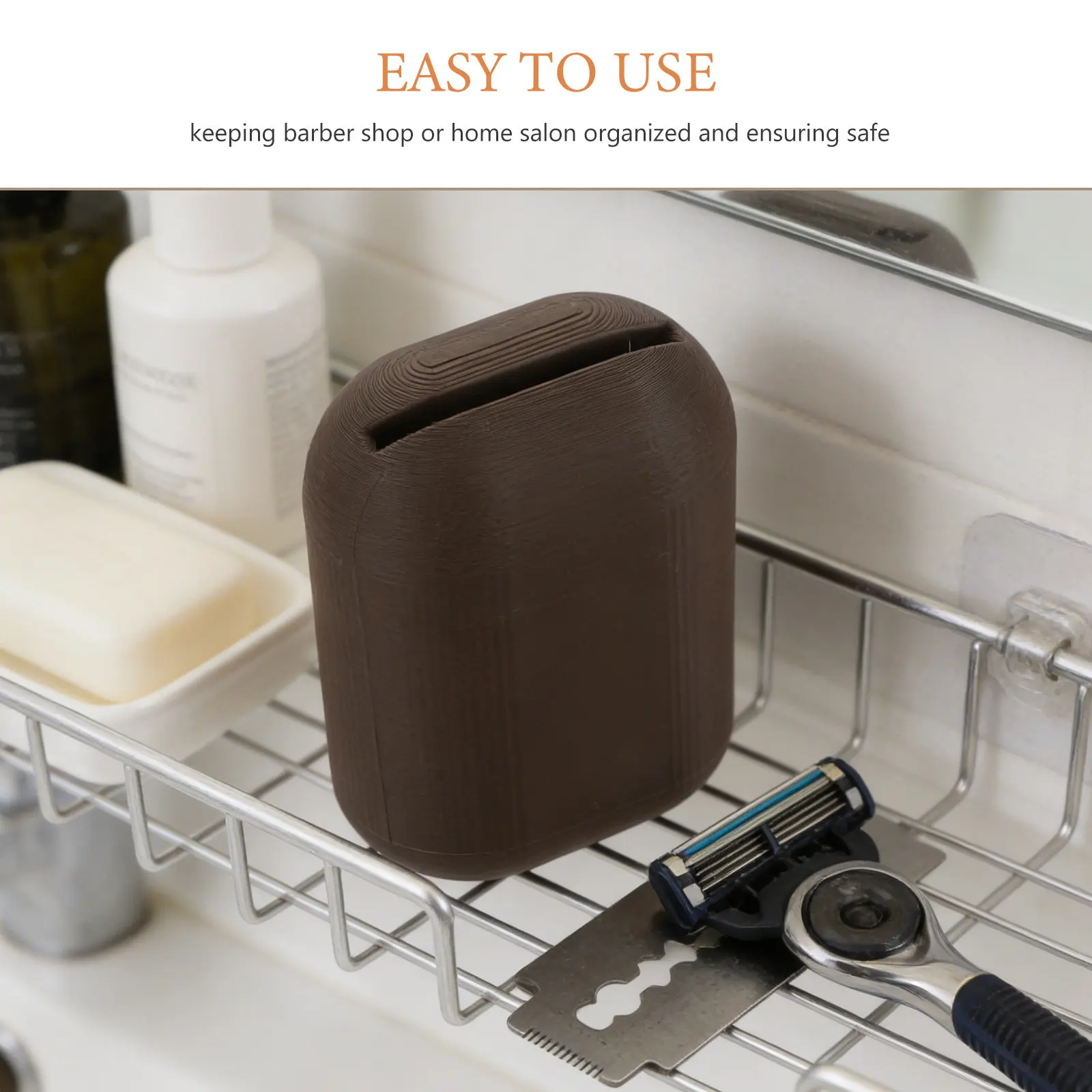 Plastic Blade Bank Disposal Holder Container Plastic Construction White Safe Storage Barber Salon Shaving