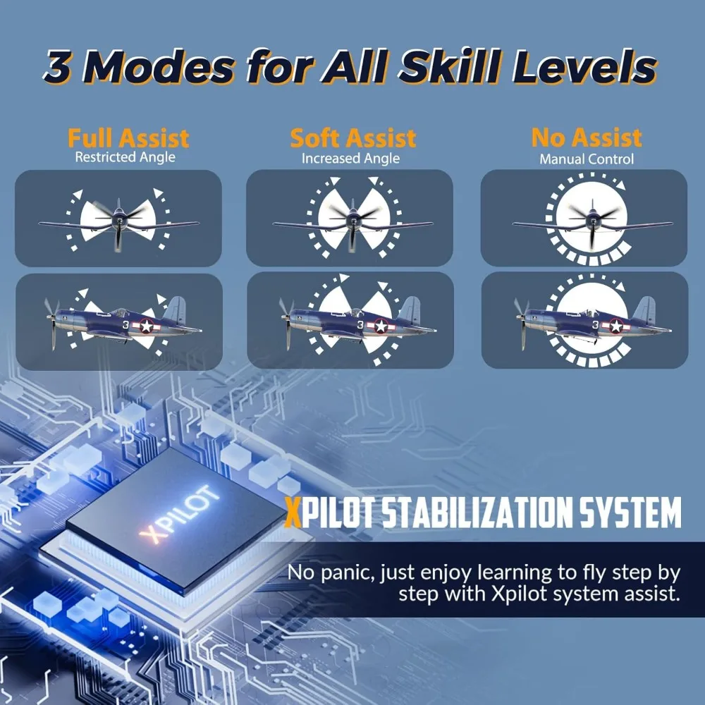 성인 조종사를 위한 3가지 모드와 XPilot 안정화 기능을 갖춘 4채널 원격 제어 F4U 코르세어 비행기