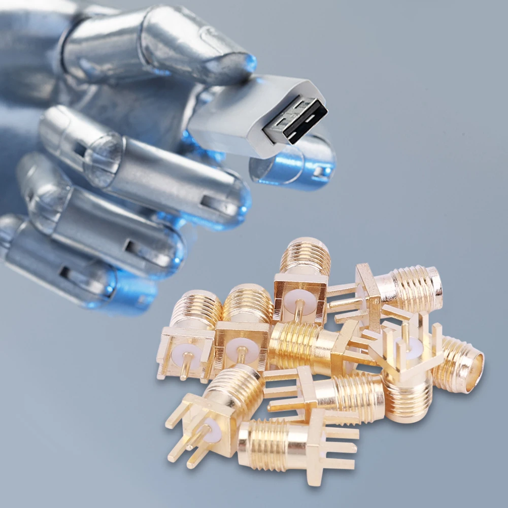 10 قطعة SMA أنثى قاعدة المقبس جاك 50 أوم RF موصل النحاس لحام لوحة دارات مطبوعة حافة محول تركيب مع 4 دبابيس #4