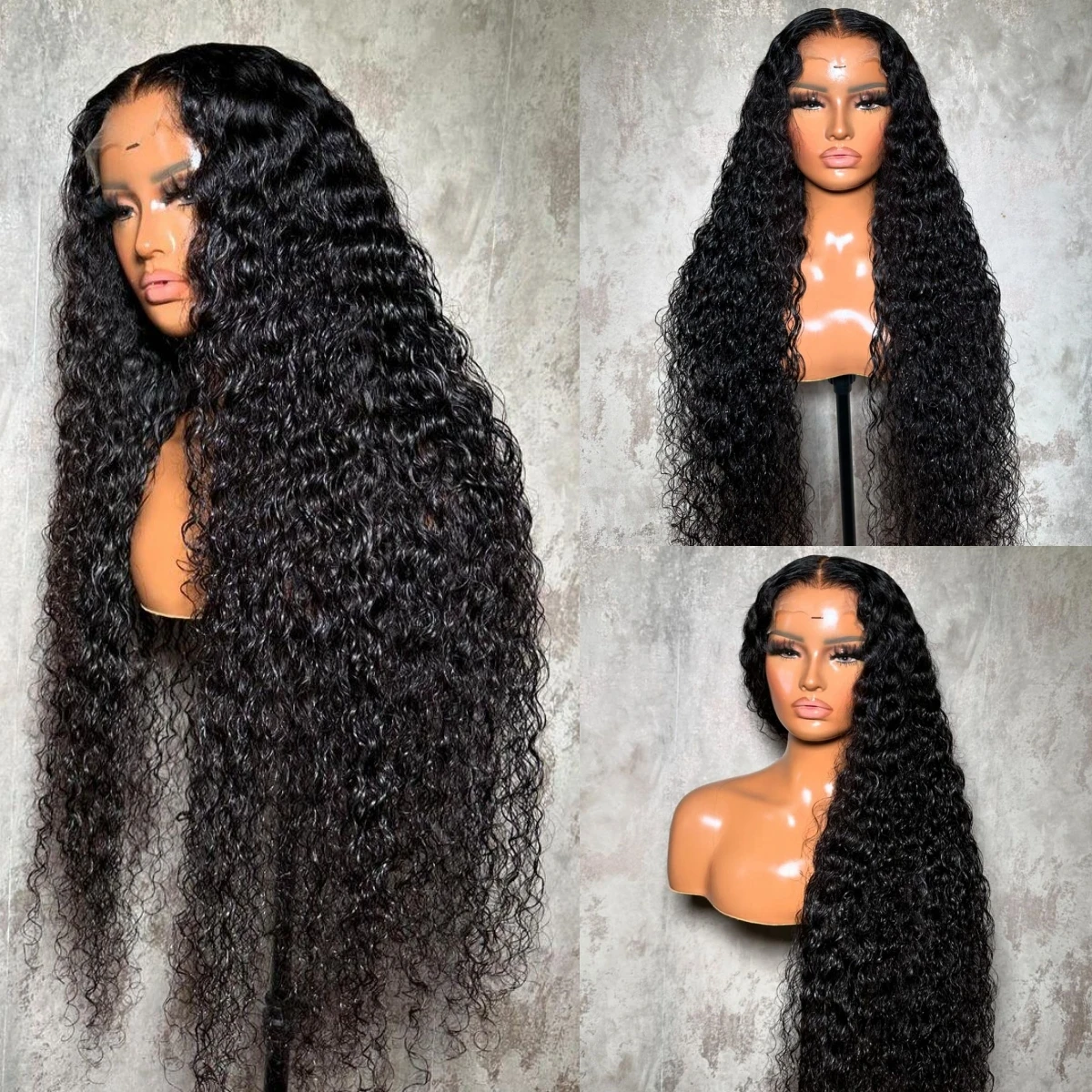 220 Density 13x4 HD Transparent Loose Deep Wave Human Hair Wigs 30 Inch Water Curly Full Lace Frontal Human Hair Wigs For Women