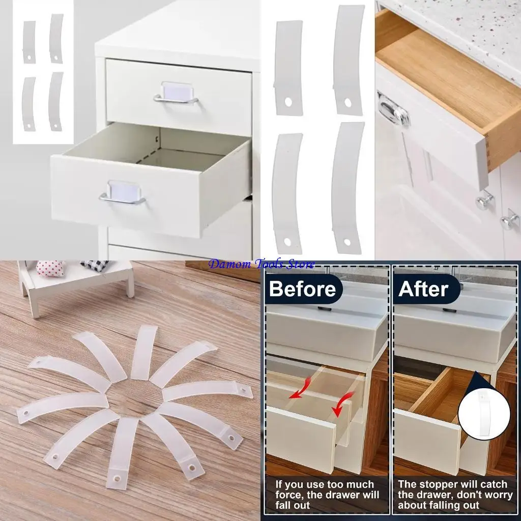 

57BE 10 Pcs Drawer Stops Dresser Drawer Stoppers Drawer Bottom Repair Fixing Tool