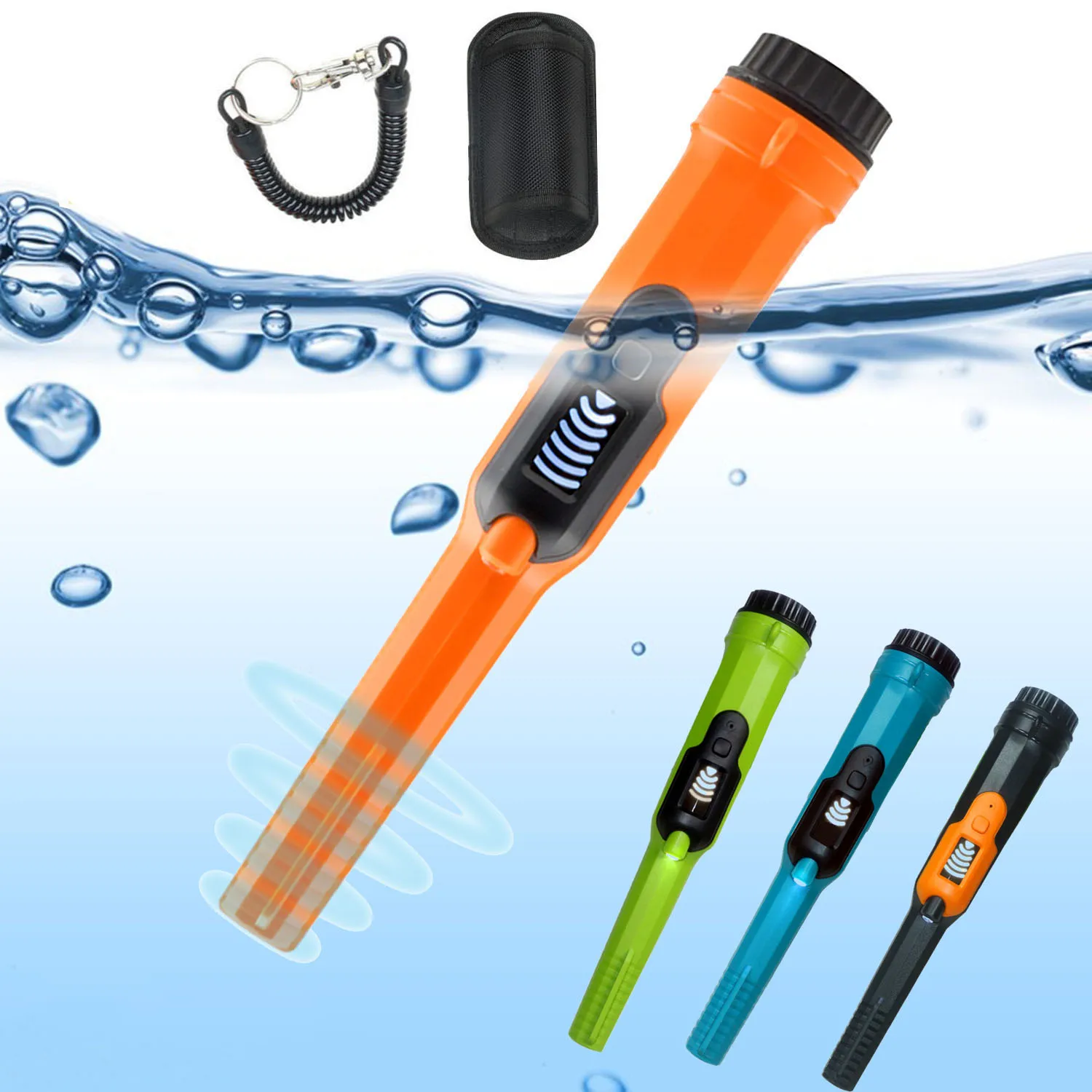 

Fully Waterproof Handheld Metal Detector LCD Digital Pinpointer HS-16 Waterproof Depth 50 Feet With Bracelet