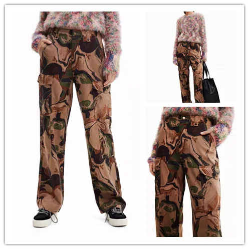 

Foreign trade Spain original single new cargo pocket printed casual ladies pants