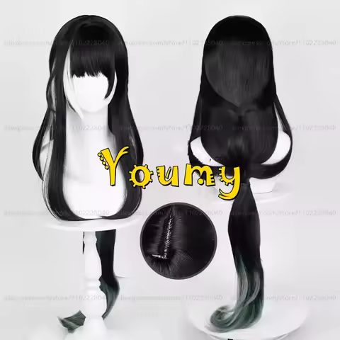 Baizhi Wig Women 100cm Long Hair Black Green Gradient Wig Cosplay Anime Cosplay Wigs Heat Resistant Synthetic Wigs